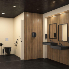 Delabie WC 700 S wandh. Anschluss von hinten Edelstahl Werkstoff 1.4301 matt schwarz - Barrierefreie Ausführung