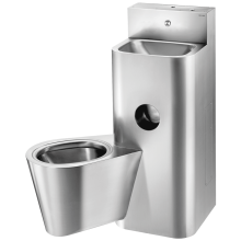 Delabie Gef.Kombi KOMPACT m. Spülkasten WC wandh. li Edst. 1.4301 sat