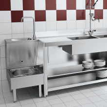Delabie Ausgussbecken/Waschtisch-Kombi. bodenst. Edst. 1.4301 sat