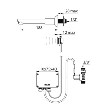 Delabie Elektron. Wandventil mit 1 Einmalauslauf BIOCLIP, Paneel-Mont.
