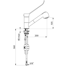 Delabie EHM med. Bereich Schwenkauslauf H105mm, Auszugbr, Hygienehebel
