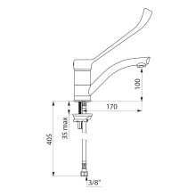 Delabie EHM für WT Schwenkauslauf H100mm L170mm, Hygienehebel