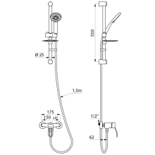 Delabie Duschsystem mit Einhebelmischer 2539S, Standard S-Anschlüsse