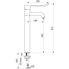 Delabie EHM für WT hoher Auslauf fest H305 L140, Hygienehebel