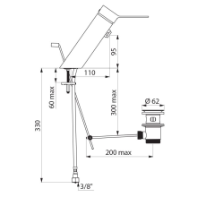 Delabie EHM für WT BIOSAFE H.95 m. Zugst.Ablgarn, Bedienhebel