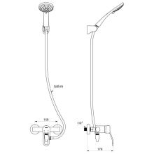 Delabie Duschsystem selbstentl. m. Armatur 2739EPS Securitouch, Stdd.