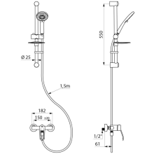 Delabie Duschsystem m. EHM 2739 Securitouch, S-Anschl. STOP/CHECK