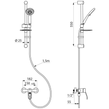 Delabie Duschsystem mit EHM 2739S Securitouch, Stdd-Anschlüsse