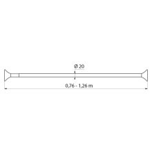 Delabie Vohangstange gerade ausziehbar ECO D20 760-1260mm, Alu. pol.
