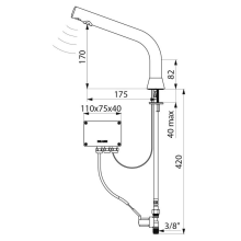 Delabie Waschtisch-Ventil BINOPTIC G3/8B H170mm Netzbetrieb 230/12V