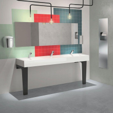Delabie Waschrinne MINERALCAST wandh. L 1200 2 Plätze Hl. D35 mm mi.