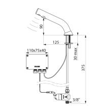 Delabie Waschtisch-Ventil BINOPTIC G3/8B matt schwarz m. 6V-Batterien