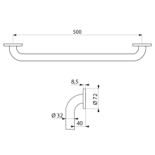 Delabie Haltegriff D32 L500mm Edst. sat.