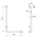 Delabie Handlauf L-Form (rechts) D32 H1150mm Edst. hgl.pol.