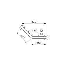 Delabie Winkelgriff 135Gr, D32 220x220mm 2 Bef.Punkte Edst. sat.