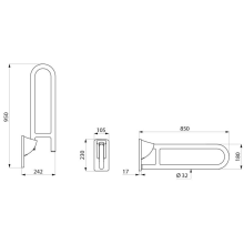 Delabie SK-Griff D32 L850mm Edst. hgl.pol.