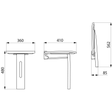 Delabie Duschsitz BASIC + hochklappbar mit Fuß