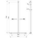 Delabie Handlauf T-Form Be-Line D35 H.1130x500 Aluminium...