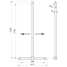 Delabie Handlauf T-Form Be-Line D35 H.1130x500 Aluminium weiß