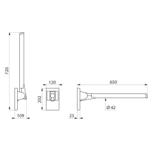 Delabie Stützklappgriff Be-Line D42 L.650 Aluminium weiß