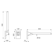 Delabie Stützklappgriff Be-Line D42 L.850 Aluminium anthrazit