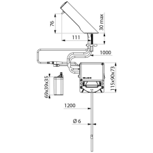 Delabie Seifensp. T4 verchr. Standm, Schlauch L.1, 2m Batteriebetrieb