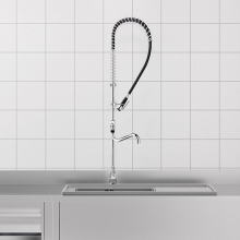 Delabie Geschirrspülbr. schw mit Mischer+Handbr. 433010, Auslaufvent.