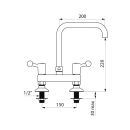 Delabie 2-Loch-Mischer MA 150mm 60l/min, Schwenkausl. D22...