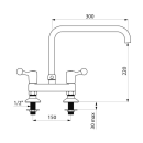 Delabie 2-Loch-Mischer MA 150mm 60l/min, Schwenkausl. D22...