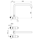 Delabie Wand Zweigriffarm. 60l/min, Schwenkausl. oben D22...