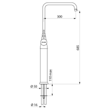 Delabie Stand MBatt. 1-Lochbrg. 60 l/min, Schwenkausl. L.300 H.685