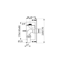 Delabie Druckspüler TEMPOFLUX WC G3/4B UP/Pl. Edst. 220x170mm, 7 Sek.