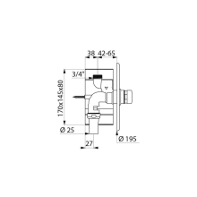 Delabie Druckspüler TEMPOFLUX WC G3/4B UP/Ros. verchr. D195mm, 7 Sek.