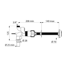 Delabie DrSp. TEMPOFLUX 2 WC G3/4B D25mm Hw.-Mont. 140mm, 7 Sek.