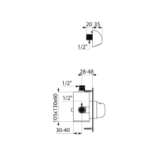 Delabie DU-Kombi TEMPOMIX Selbstschl.MBatt. G1/2B UP/Abd.-Pl. +ROUND