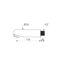 Delabie Wand Ausl. fest G1/2B L110 H16 D32mm Str.-Regl. m. DF-Reg.