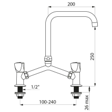 Delabie Stand Geschirrspülmisch. MA 100-240, Spind.-OT, Ausl.L200 H250