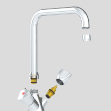 Delabie MBatt. 1-Lochbrg. 45l/min, Schwenkausl. L300, Bediengriffe
