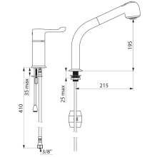 Delabie WT-Therm. SECURITHERM mit Auszugbrause auf Säule