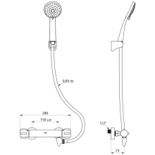 Delabie Duschsystem selbstentleerend, Br.-Therm. H9739S, Stdd-Anschl.