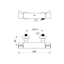Delabie Brause-Thermostat SECURITHERM Securitouch, Standard-Anschlüsse