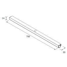 Leuchte OPTIMUS 700 Chrom glühen LED-Leuchte (10 W-5700ºK) IP44 700 x 25 x 25 mm