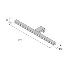 Leuchte PANDORA 308 Schwarz, LED-Leuchte (8 W- 5700ºK) IP44 Multifunktionsbefestigung 308 x 112 x 32 mm