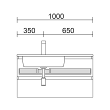 Obere Schudable für WTU 1000 mm mit siphonausschnitt links, Tiefe 45 950 x 90 x 350 mm