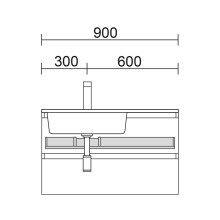 Obere Schudable für WTU 1200 mm mit siphonausschnitt links, Tiefe 45 1150 x 90 x 350 mm