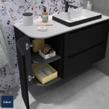 Schrankelement wandhängend ALLIANCE 300 links / rechts 1 geschwungene Tür zum Öffnen mit Pushsystem BLACK VELVET 300 x 540 x 450 mm