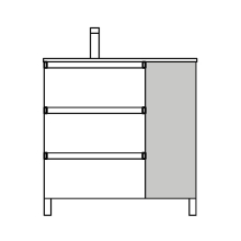 Schrankelement wandhängend ALLIANCE 300 1 Tür links/rechts mit Drucköffner BLACK VELVET 300 x 810 x 450 mm