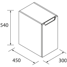 Schrankelement wandhängend MONTERREY 300 links 1 Tür mit Softeinzug WHITE COTTON 300 x 540 x 450 mm