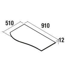 Waschtischplatten MAM 900 rechts für Aufsatzbecken WEIßER MARMOR 910 x 12 x 510 mm