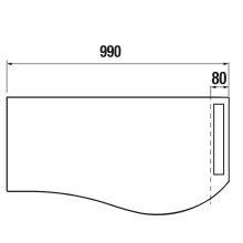 Waschtischplatten MAM 990 links mit Handtuchhalter für Aufsatzbecken mit Handtuchhalter WEIßER MARMOR 990 x 12 x 510 mm